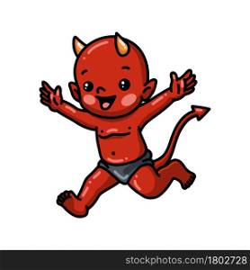 Cute little devil cartoon running