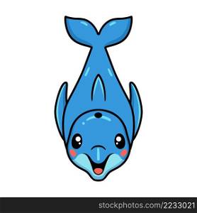 Cute little dolphin cartoon swimming