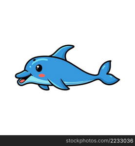 Cute little dolphin cartoon swimming