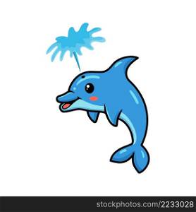 Cute little dolphin cartoon with water