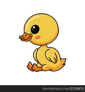 Cute little duck cartoon sitting