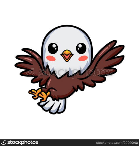 Cute little eagle cartoon flying