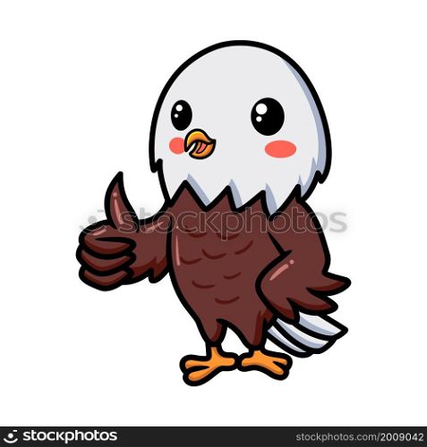 Cute little eagle cartoon giving thumb up