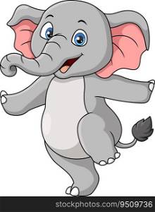 Cute little elephant cartoon dancing