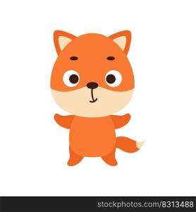 Cute little fox. Cartoon animal character design for kids t-shirts, nursery decoration, baby shower celebration, greeting cards, invitations, bookmark, house interior. Vector stock illustration