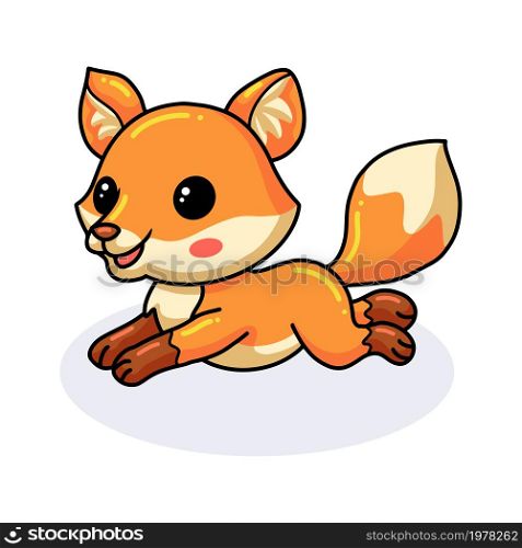 Cute little fox cartoon jumping