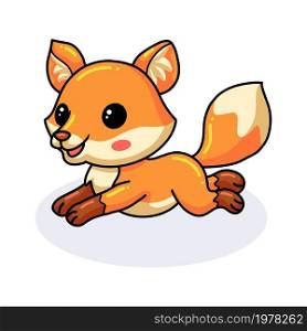 Cute little fox cartoon jumping