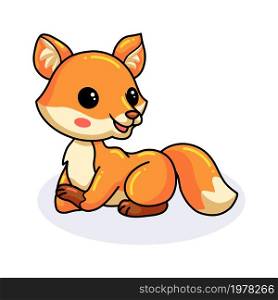 Cute little fox cartoon lying down