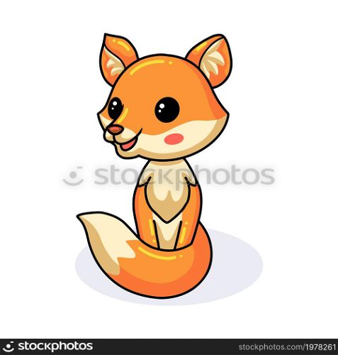 Cute little fox cartoon sitting
