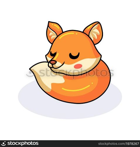 Cute little fox cartoon sleeping