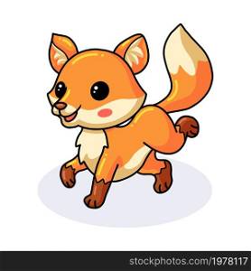 Cute little fox cartoon walking