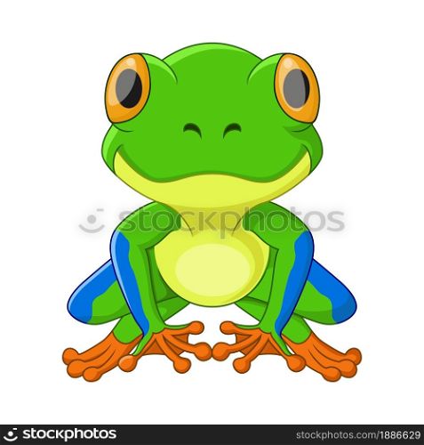 Cute little frog cartoon sitting