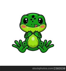 Cute little frog cartoon sitting