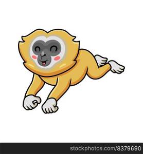 Cute little gibbon cartoon jumping