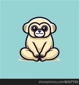 Cute little gibbon cartoon sitting