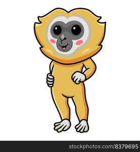 Cute little gibbon cartoon standing