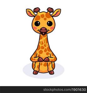 Cute little giraffe cartoon sitting