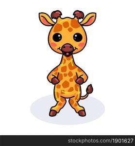 Cute little giraffe cartoon standing