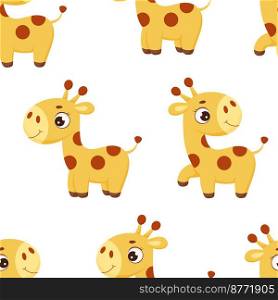 Cute little giraffe seamless childish pattern. Funny cartoon character for fabric, wrapping, textile, wallpaper, apparel. Vector illustration