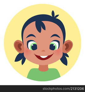 Cute little girl avatar. Round profile picture isolated on white background. Cute little girl avatar. Round profile picture