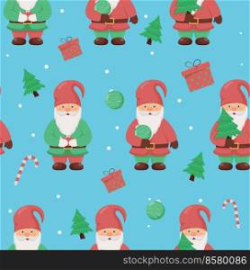 Cute little gnomes seamless pattern. Christmas and New Year character. Cute little gnomes seamless pattern. Christmas and New Year character.