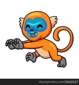 Cute little golden monkey cartoon walking