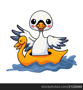 Cute little goose cartoon floating on pool ring inflatable