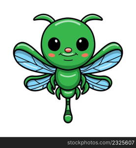 Cute little green dragonfly cartoon