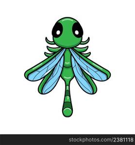 Cute little green dragonfly cartoon