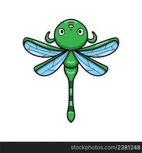 Cute little green dragonfly cartoon