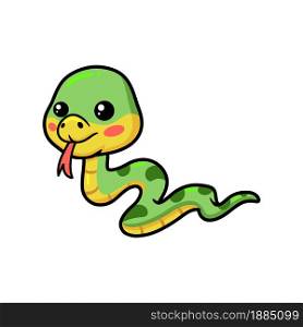 Cute little green snake cartoon