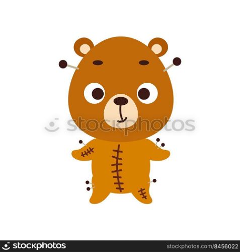Cute little Halloween bear in a voodoo costume. Cartoon animal character for kids t-shirts, nursery decoration, baby shower, greeting card, invitation, house interior. Vector stock illustration