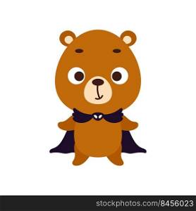Cute little Halloween bear in a wizard costume. Cartoon animal character for kids t-shirts, nursery decoration, baby shower, greeting card, invitation, house interior. Vector stock illustration