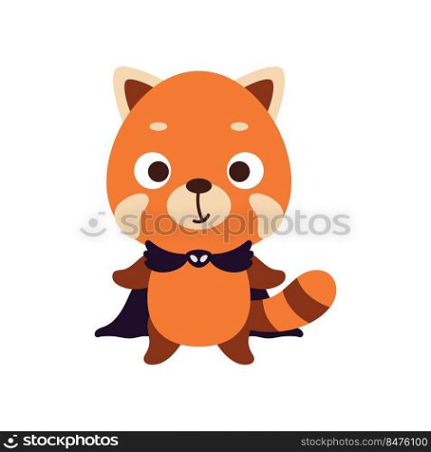 Cute little Halloween red panda in a wizard costume. Cartoon animal character for kids t-shirts, nursery decoration, baby shower, greeting card, invitation, house interior. Vector stock illustration