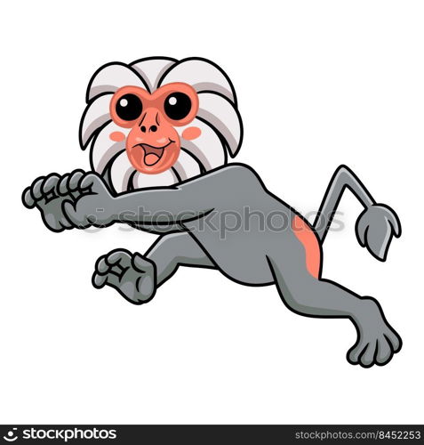 Cute little hamadryad monkey cartoon running