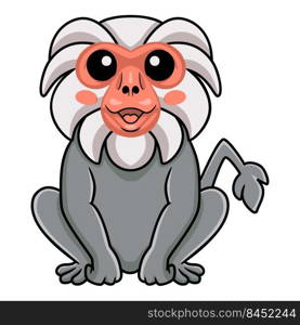 Cute little hamadryad monkey cartoon sitting