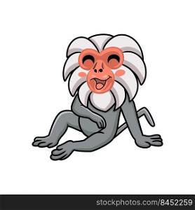 Cute little hamadryad monkey cartoon sitting