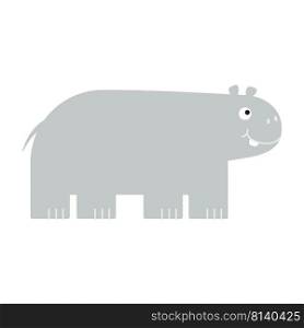 Cute little hippo isolated. Cartoon animal character for kids cards, baby shower, invitation, poster, t-shirt, house decor. Vector stock illustration.
