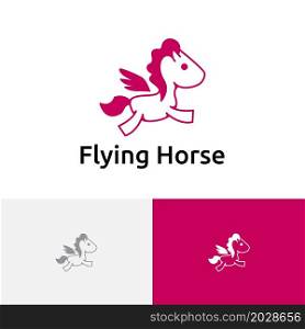 Cute Little Horse Flying Wing Simple Animal Logo