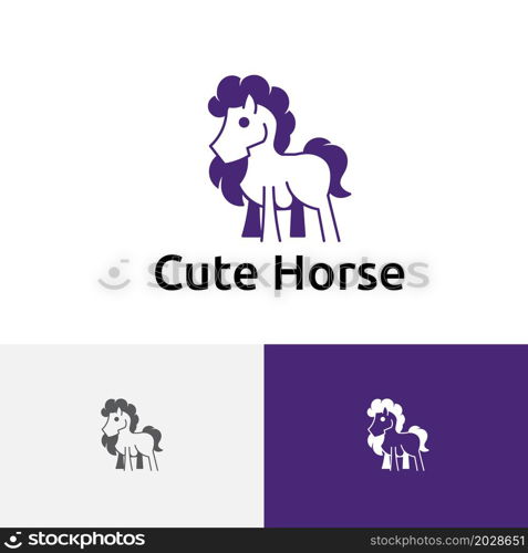 Cute Little Horse Long Hair Simple Animal Logo