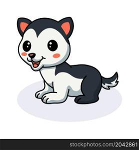 Cute little husky dog cartoon