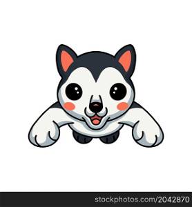 Cute little husky dog cartoon jumping