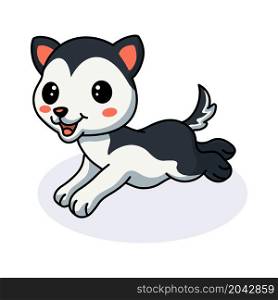 Cute little husky dog cartoon running