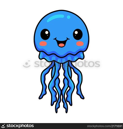 Cute little jellyfish cartoon standing