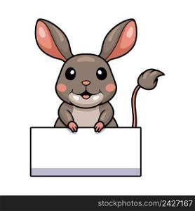 Cute little jerboa cartoon with blank sign