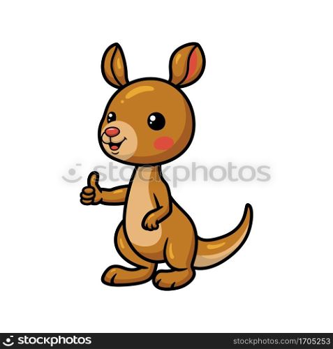 Cute little kangaroo cartoon giving thumb up