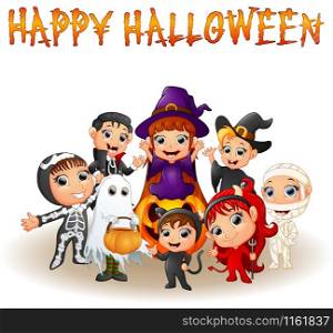 Cute little kids wearing Halloween costumes