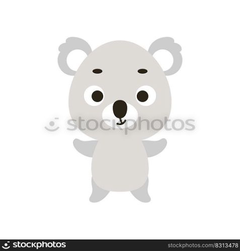 Cute little koala. Cartoon animal character design for kids t-shirts, nursery decoration, baby shower celebration, greeting cards, invitations, bookmark, house interior. Vector stock illustration
