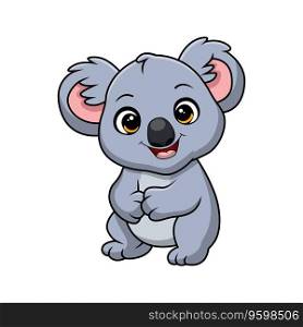Cute little koala cartoon on white background