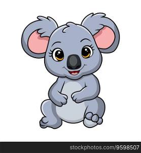 Cute little koala cartoon on white background